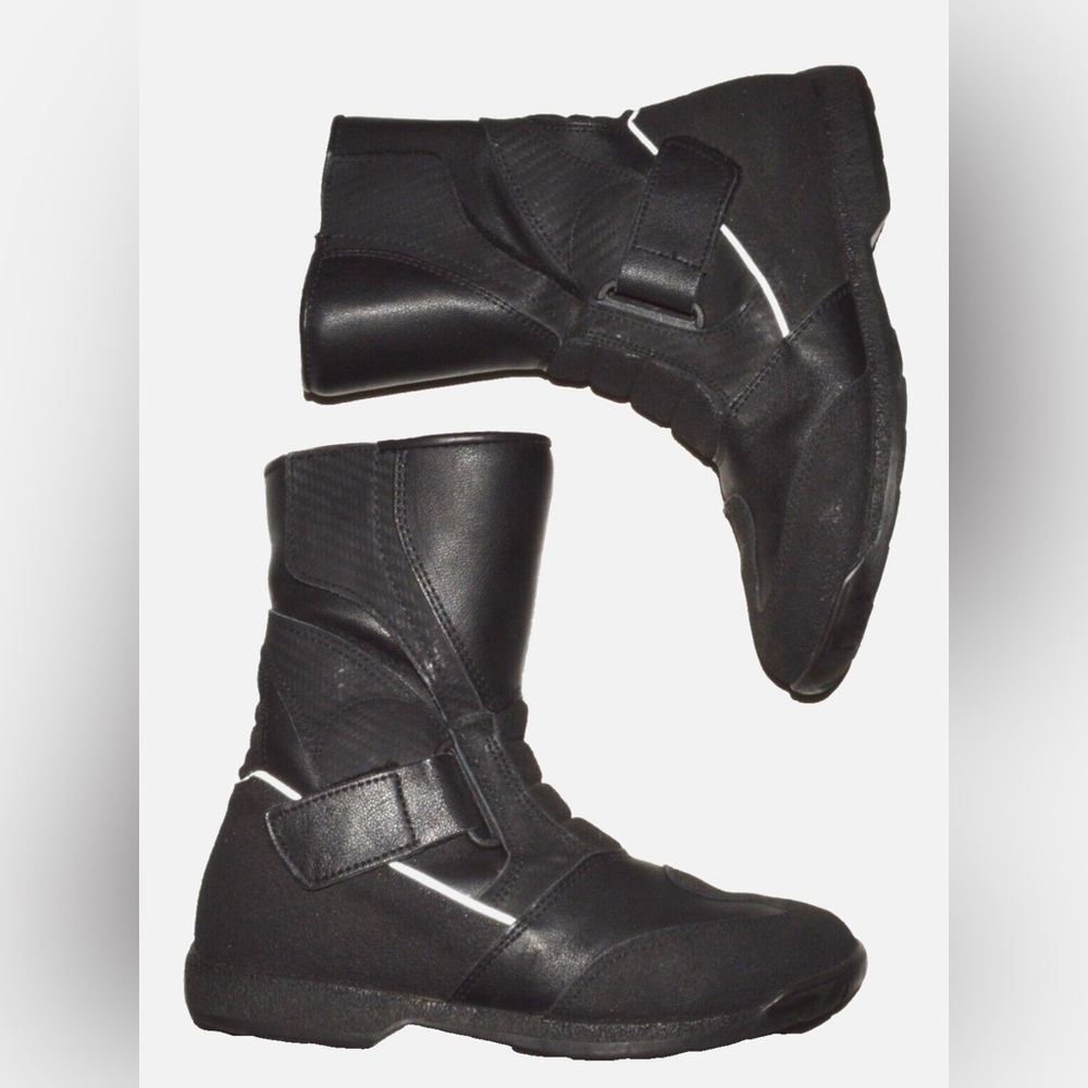 JOE ROCKET MENS SZ 9 43 EU BLACK FAUX LEATHER MOTORCYCLE MOTO BOOTS WATER RESIST